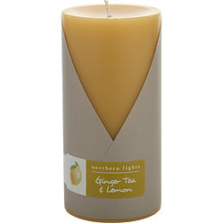 Ginger Tea & Lemon by Northern Lights ONE 3x6 inch PILLAR CANDLE. BURNS APPROX. 100 HRS. for UNISEX