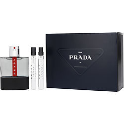 Prada Luna Rossa Carbon by Prada EDT SPRAY 3.4 OZ & EDT SPRAY 2 X 0.34 OZ MINI for MEN