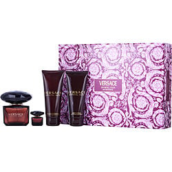 Versace Crystal Noir by Gianni Versace EAU DE PARFUM SPRAY 3 OZ & BODY LOTION 3.4 OZ & SHOWER GEL 3.4 OZ & EAU DE PARFUM 0.17 OZ MINI for WOMEN
