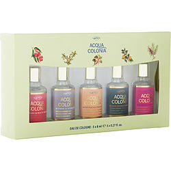 4711 Acqua Colonia Variety by 4711 5 PIECE MINI SET WITH LYCHEE & WHITE MINT & MYRRH & KUMQUAT & WHITE PEACH & CORIANDER & BLOOD ORANGE & BASIL & PINK PEPPER & GRAPEFRUIT AND ALL ARE EAU DE COLOGNE 0.27 OZ for UNISEX