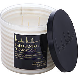 Nicole Miller Palo Santo Teakwood by Nicole Miller SOY WAX BLEND CANDLE 14.5 OZ for UNISEX