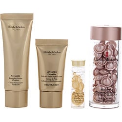 Elizabeth Arden by Elizabeth Arden Retinol Smooth & Renew Set: Retinol Ceramide Capsules Line Erasing Night Serum 60pcs + Advanced Ceramide Lift and Firm Night Cream 0.5OZ + Advanced Ceramide Light Capsules 7pcs + Ceramide Purifying Cream Cleanser 1.7OZ -