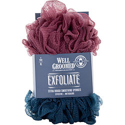 Spa Accessories by Spa Accessories EXFOLIATE EXTRA ROUGH SMOOTHING SPONGES 2 PACK - MAROON/DARK TEAL for MEN