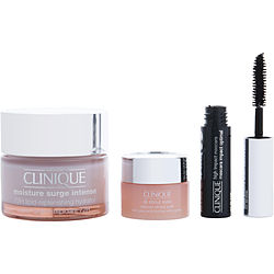 Clinique by Clinique Glow And Go Bold Set: Moisture Surge™ Intense 72H Lipid-Replenishing Hydrator 50ml/1.7OZ +All About Eyes 5ml/0.17OZ + High Impact Mascara 3.5ml/0.14OZ for WOMEN 487808