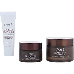 Fresh by Fresh Firming Face &amp; Eye Ritual Skincare Set: Soy pH-Balanced Hydrating Face Wash 15ml + Black Tea Anti-Aging Eye Cream 15ml + Black Tea Anti-Aging Ceramide Moisturizer 30ml -3pcs for WOMEN
