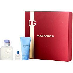 D & G Light Blue by Dolce & Gabbana EDT SPRAY 2.5 OZ & SHOWER GEL 1.7 OZ & EDT SPRAY 0.15 OZ MINI for MEN