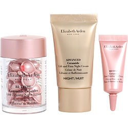 Elizabeth Arden by Elizabeth Arden Retinol Ceramide Capsules Set: Line Erasing Night Serum 30pcs +Retinol Ceramide Line Erasing Eye Cream 5ml + Advanced Ceramide Lift and Firm Night Cream 15ml -3pcs for WOMEN 495657