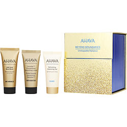 Ahava by AHAVA Unstoppable Radiance Set: 24K Gold Mud Mask + Osmoter Soothing Lotion + Refreshing Cleansing Gel -3x15ml/0.5OZ for WOMEN