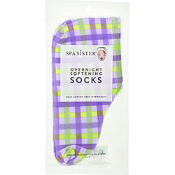 Spa Accessories by Spa Accessories SPA SISTER OVERNIGHT SOFTENING SOCKS - LAVENDER PLAID for WOMEN