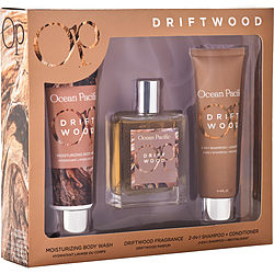 Op Driftwood by Ocean Pacific EAU DE PARFUM SPRAY 3.4 OZ & BODY WASH 4 OZ & SHAMPOO + CONDITIONER 4 OZ for MEN