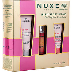 Nuxe by Nuxe The Very Rose Essentials Set: Rosa Fragrant Water 30ml + Soothing Shower Gel 100ml + Hand and Nail Cream 50ml -3pcs for WOMEN