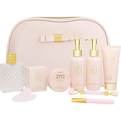 Lovery Enchanted Rose by Lovery EAU DE PARFUM SPRAY 2.5 OZ & BUBBLE BATH 5 OZ & SHOWER GEL 5 OZ & BODY SCRUB 2 OZ & BATH SALT 3.5 OZ & MUD MASK 3.38 & FACE BRUSH & FACE ROLLER & GUA SHA STONE & BAG for UNISEX