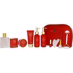 Lovery Japanese Cherry Blossom by Lovery EAU DE PARFUM SPRAY 2.5 OZ & SHOWER GEL 5 OZ & BUBBLE BATH 5 OZ & BODY SCRUB 1.69 OZ & BATH SALT 3.5 OZ & MUD MASK 3.38 OZ & NAIL POLISH & FACE BRUSH & FACE ROLLER & GUA SHA STONE & BAG for UNISEX 501437