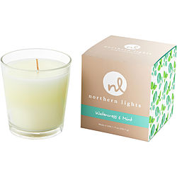 Watercress & Mint by Northern Lights WHITE CANDLE 9 OZ for UNISEX
