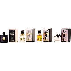 Yves Saint Laurent Variety by Yves Saint Laurent 4 PIECE MINI VARIETY WITH BLACK OPIUM EAU DE PARFUM & LIBRE EAU DE PARFUM & LIBRE INTENSE EAU DE PARFUM & MON PARIS EAU DE PARFUM AND ALL ARE SPRAYS 0.25 OZ for WOMEN