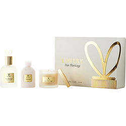 Lovery Her Heritage by Lovery EAU DE PARFUM SPRAY 3.4 OZ & BODY LOTION 3.4 OZ & CANDLE 4.5 OZ for WOMEN