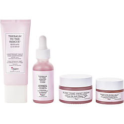 Thebalm by TheBalm Ultimate Refresh Set: Lightweight Daily Face Moisturizer 1OZ (Tube) + Sleep Tight Night Cream 1OZ + Under Eye Super Jelly 0.5OZ + Biomimetic Face Serum 1OZ -4pcs for WOMEN