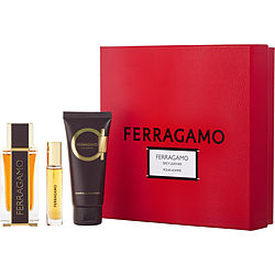 Ferragamo Spicy Leather by Salvatore Ferragamo PARFUM SPRAY 3.4 OZ (SPECIAL EDITION) & SHAMPOO & SHOWER GEL 3. 4 OZ & PARFUM SPRAY 0.34 OZ MINI for MEN