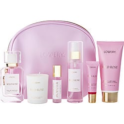 Lovery Wild Rose by Lovery PARFUM SPRAY 1.7 OZ & BODY LOTION 3.4 OZ & BODY MIST 2.7 OZ & CANDLE 1.7 OZ & PARFUM ROLL-ON 0.34 OZ MINI & LIP BALM 0.34 OZ & BAG for WOMEN