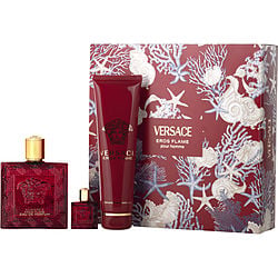 Versace Eros Flame by Gianni Versace EAU DE PARFUM SPRAY 3.4 OZ & SHOWER GEL 5 OZ & EAU DE PARFUM 0.17 OZ MINI for MEN