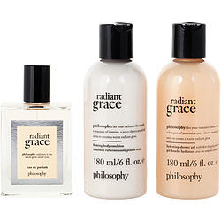 Philosophy Radiant Grace by Philosophy EAU DE PARFUM SPRAY 2 OZ & FIRMING BODY EMULSION 6 OZ & HYDRATING SHOWER GEL 6 OZ for WOMEN