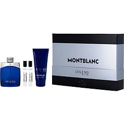 Mont Blanc Legend Blue by Mont Blanc EAU DE PARFUM SPRAY 3.3 OZ & ALL OVER SHOWER GEL 3.4 OZ & EAU DE PARFUM SPRAY 0.25 OZ MINI X 2 for MEN