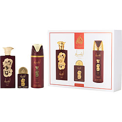 Lattafa Pride Ansaam Gold by Lattafa EAU DE PARFUM SPRAY 3.4 OZ & PERFUMED SPRAY 6.67 OZ & EAU DE PARFUM SPRAY 0.65 OZ for UNISEX