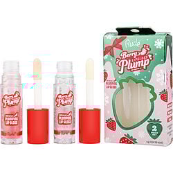 Rude Cosmetics by Rude Cosmetics Berry Plump Lip Gloss Duo Set - Pink Sugar/Crystal Clear (Holiday Version) -2xg/0.14OZ for WOMEN