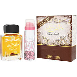 Lattafa Pure Oudi by Lattafa EAU DE PARFUM SPRAY 3.4 OZ & WASHWASHAH DEODORANT SPRAY 1.6 OZ for UNISEX