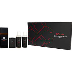 Carlo Corinto Rouge by Carlo Corinto EDT SPRAY 3.4 OZ & AFTERSHAVE BALM 3.9 OZ & BODY SHAMPOO 3.9 OZ & EDT TRAVEL SPRAY 0.5 OZ MINI for MEN