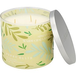 Perry Ellis Spruce & Warm Chai Latte by Perry Ellis SOY WAX BLEND CANDLE 14.5 OZ for UNISEX